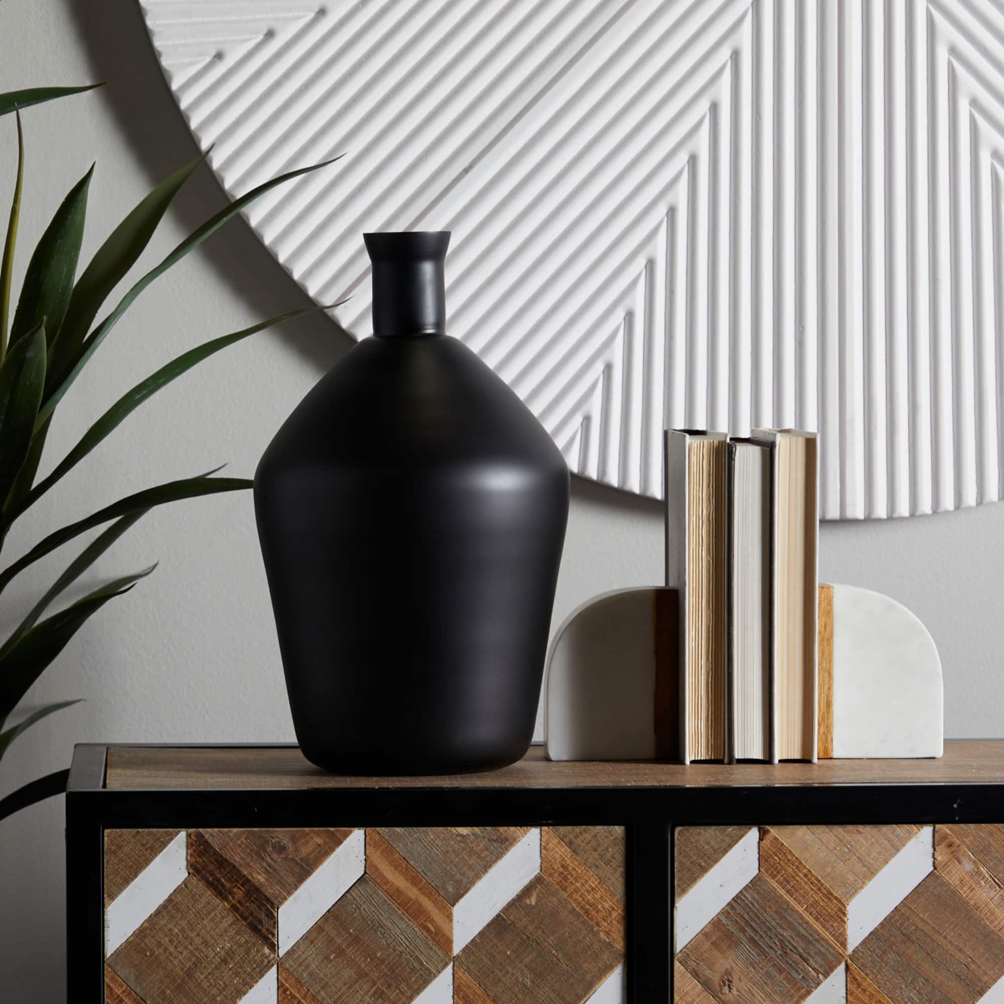 Black Glass Vase 9" x 9" x 15"